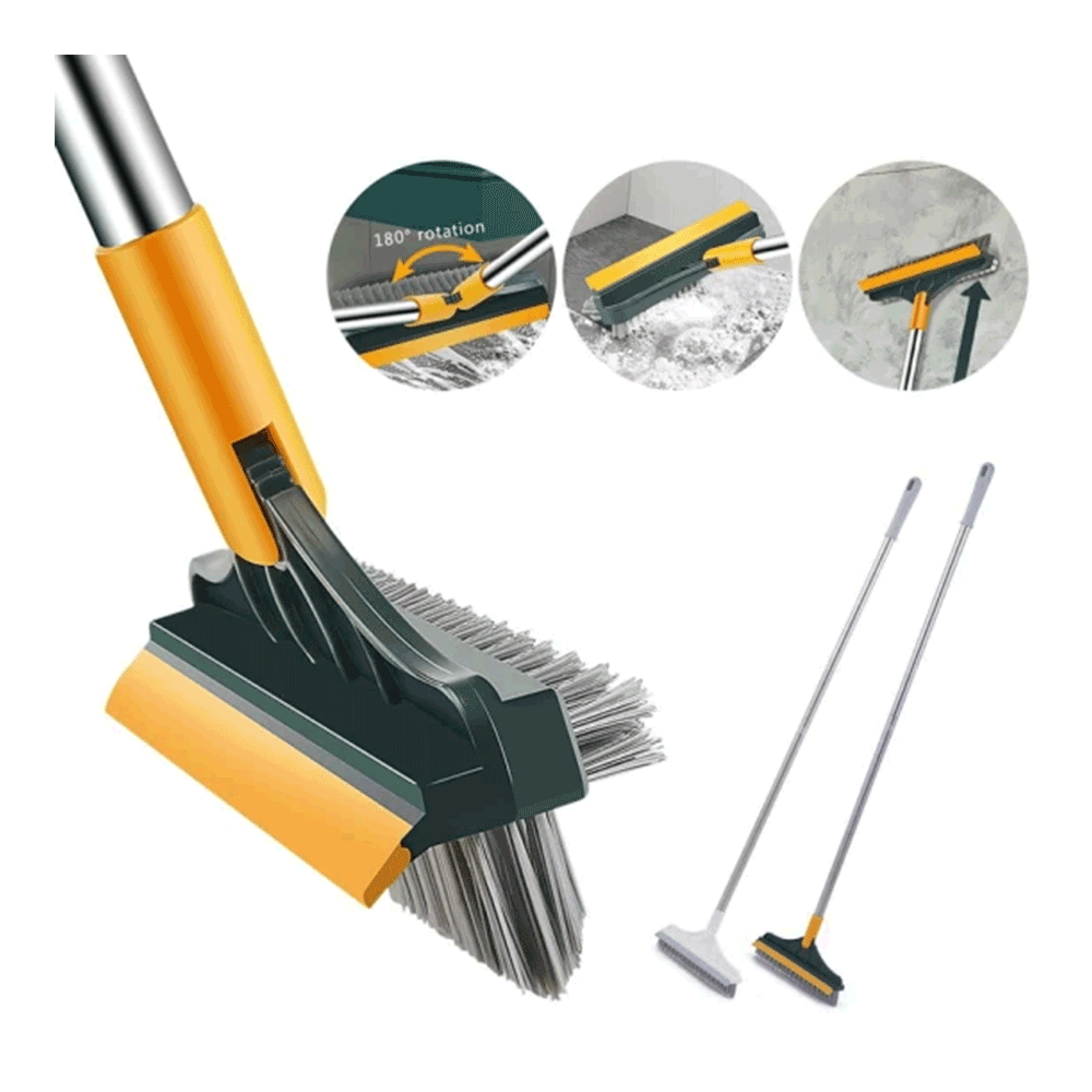 Metal Long Handle 2 in 1 Brush  - Yellow