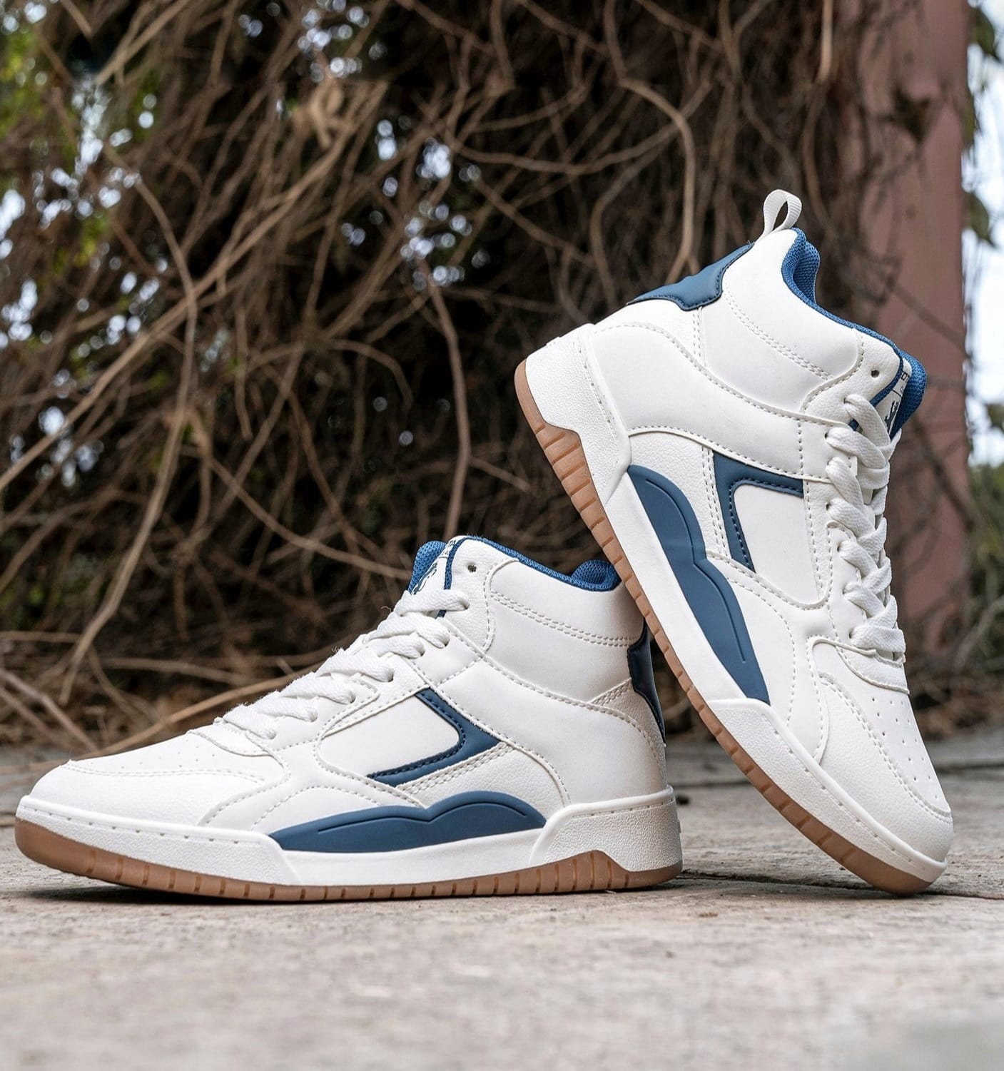 Redtape Casual High-Neck Sneakers | White-Blue Edition