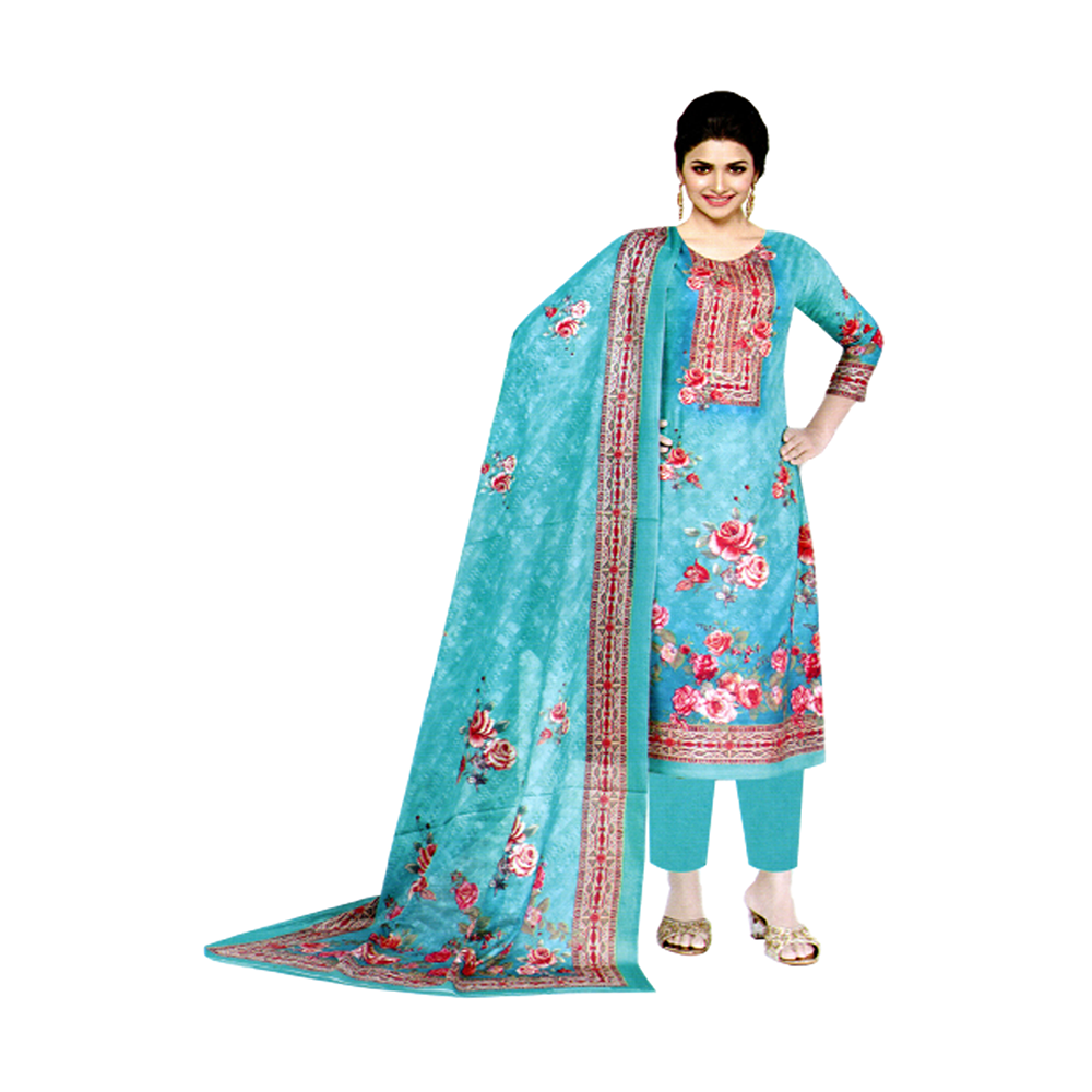 Cotton Unstitched Digital Lawn Salwar Kameez For Women - Paste - 729.1