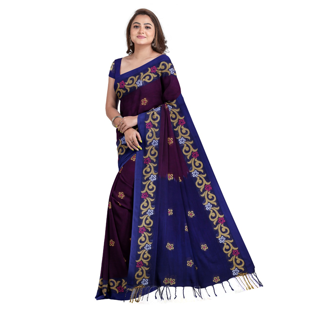 MASLAIS Cotton Jamdani Saree With Blouse Piece for Women - GY01 - Multicolor