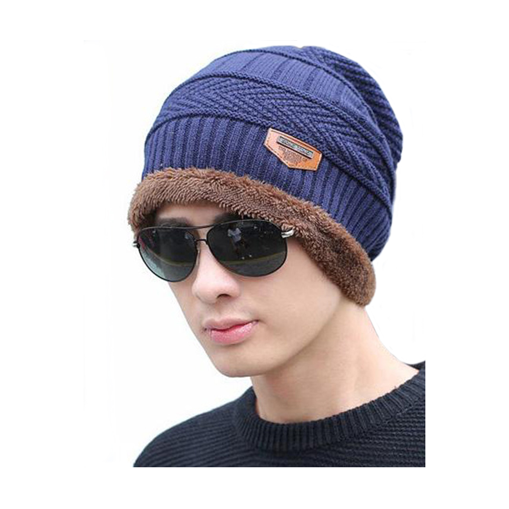 Woolen Winter Hats Scarf Hat Skullies Beanies - Blue