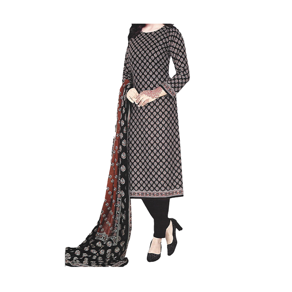 Unstitched Cotton Salwar kameez for Women - Black - Super Lawn 3