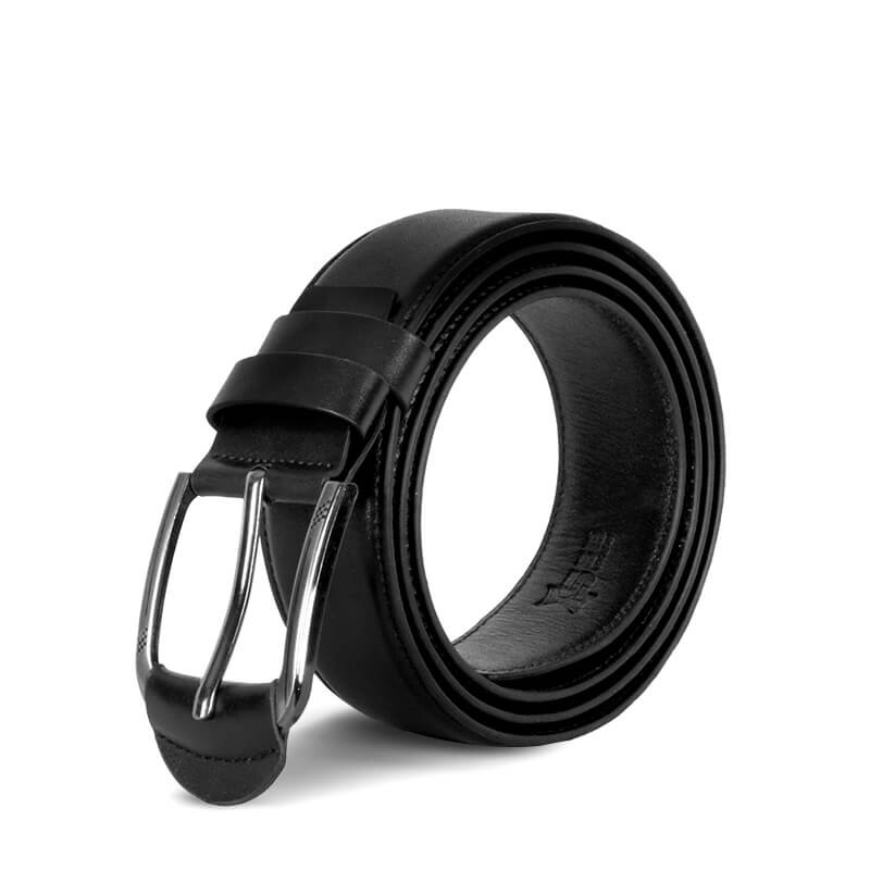 SSB Leather Stiff Belt For Men - Black & Grey - SB-B47