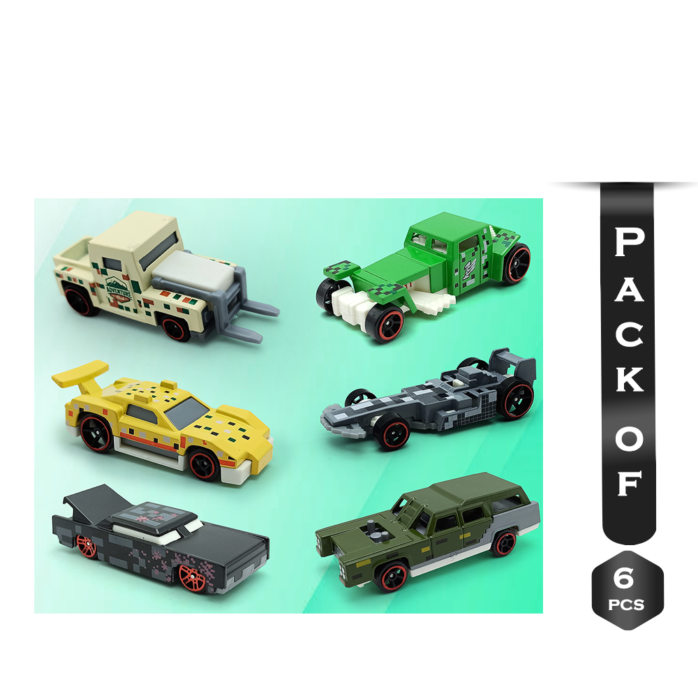 Pack Of 6Pcs Minecraft Hot Wheels Pull Back Metal Car For Kids - Multicolor