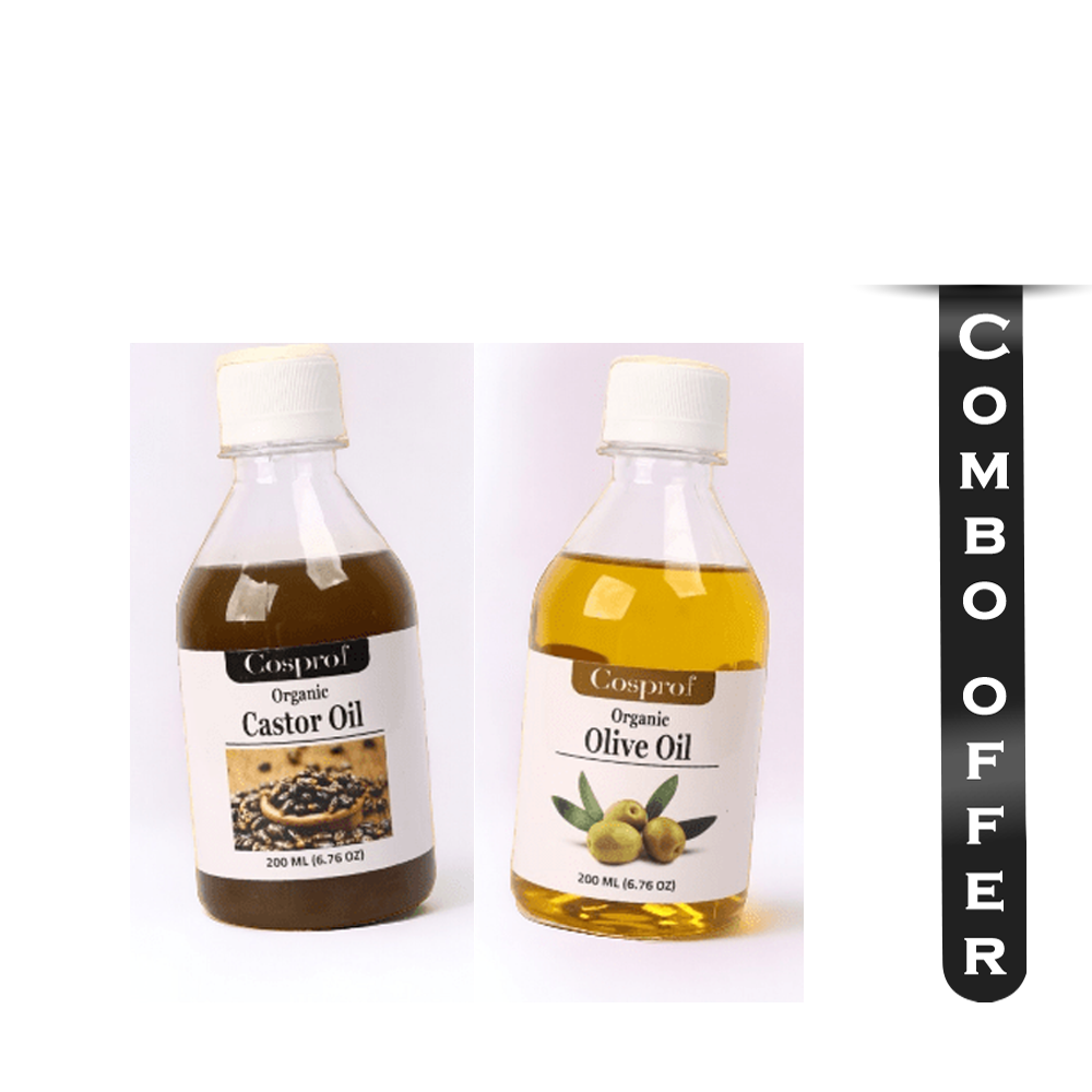 Combo of Cosprof Organic Olive Oil - 200ml And Castor Oil - 200ml