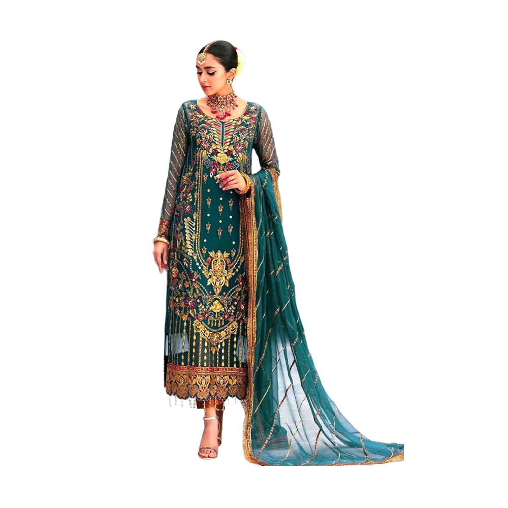 Pakistani Designed Gorgeous Party Wear - SK -316 - Sea Green