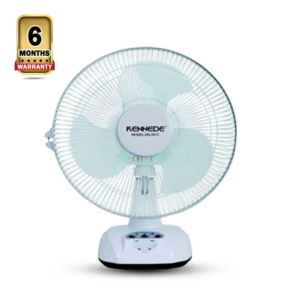 Kennede KN-2912 Rechargeable Table Fan - 12 Inch - White
