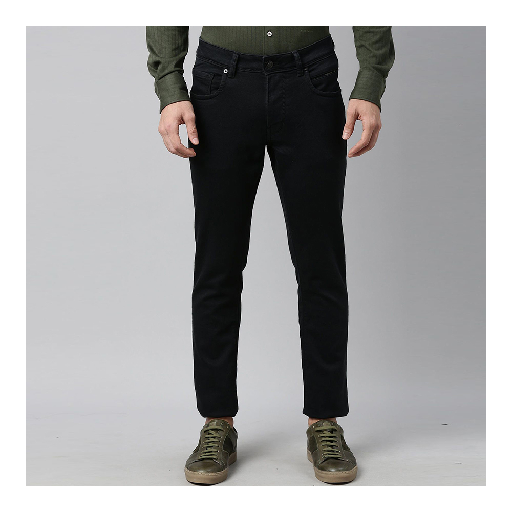 Cotton Semi Stretch Denim Jeans Pant For Men - Deep Black - NZ-13082