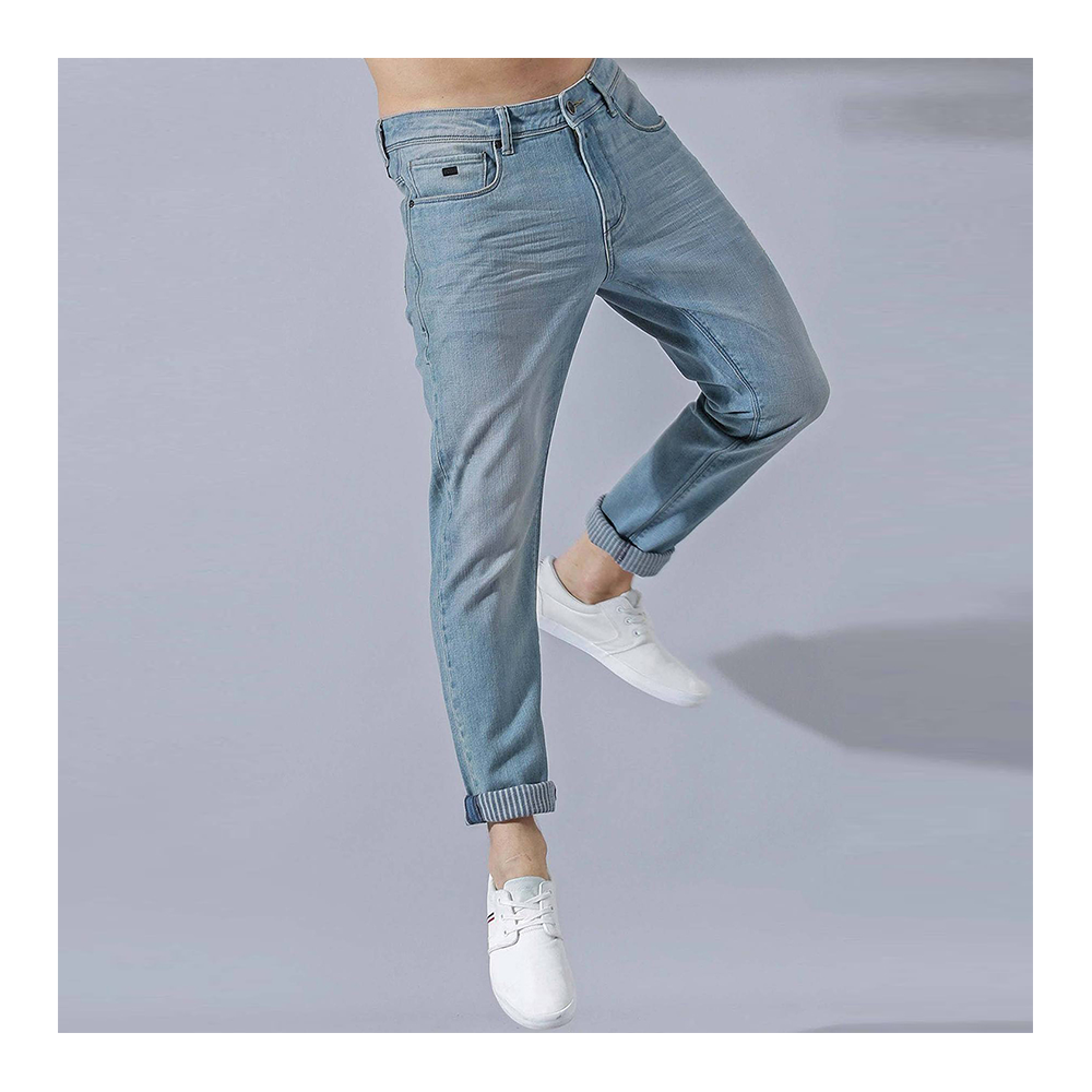 Cotton Semi Stretch Denim Jeans Pant For Men - Light Blue - NZ-13083