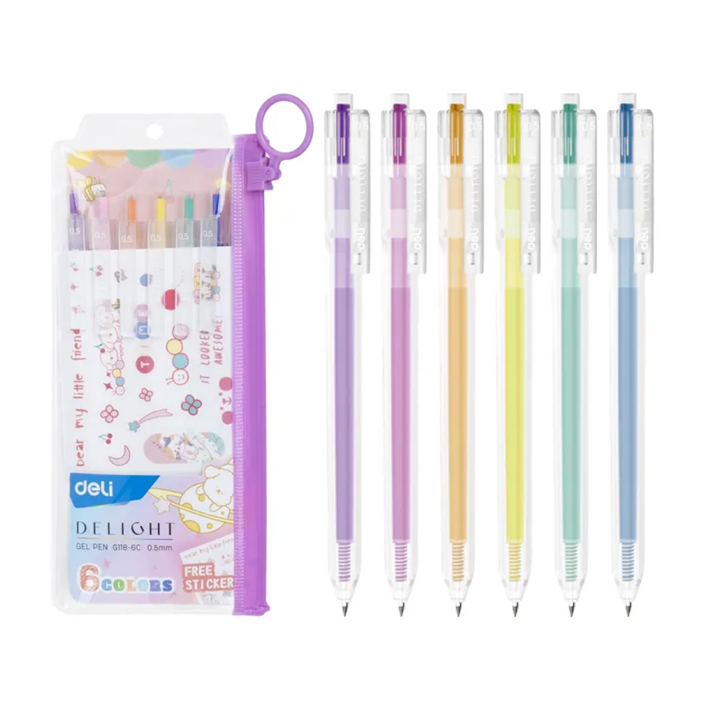 Deli G118-6C Delight Gel Pen - 6 Colors