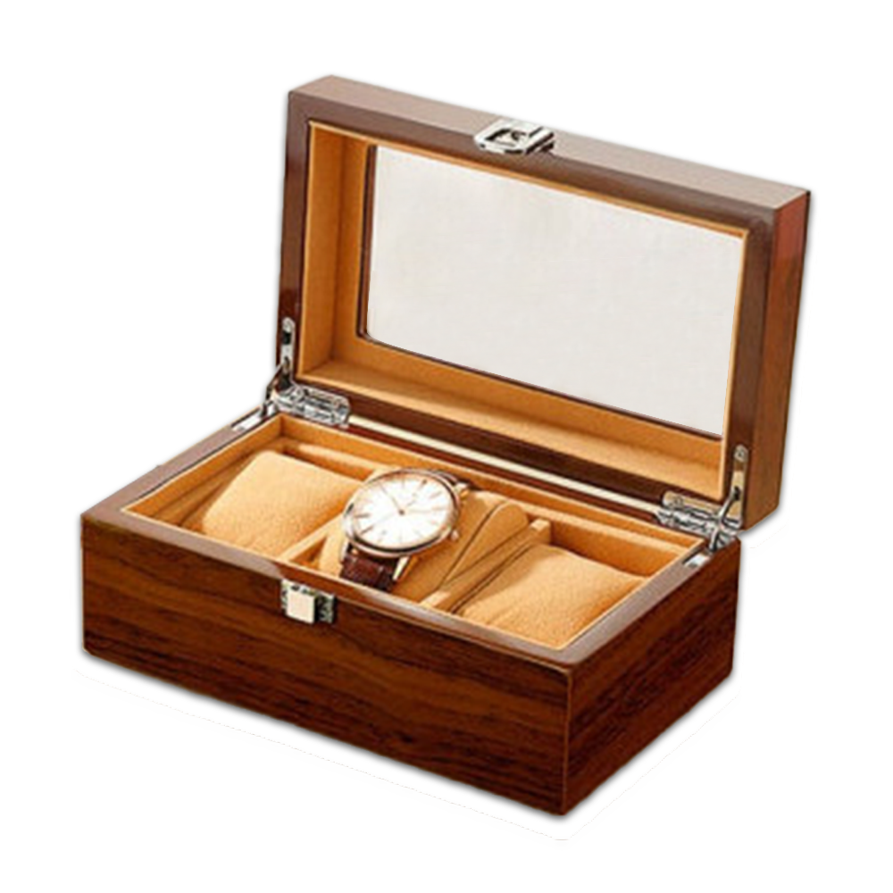 Wooden Wrist Watch Box Organizer 3 Slots