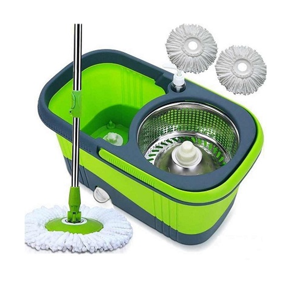 Microfiber 360 Degree Spin Mop With Bucket - Green