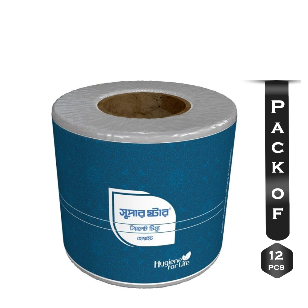 Pack Of 12 Pcs Super Star Toilet Tissue - White 