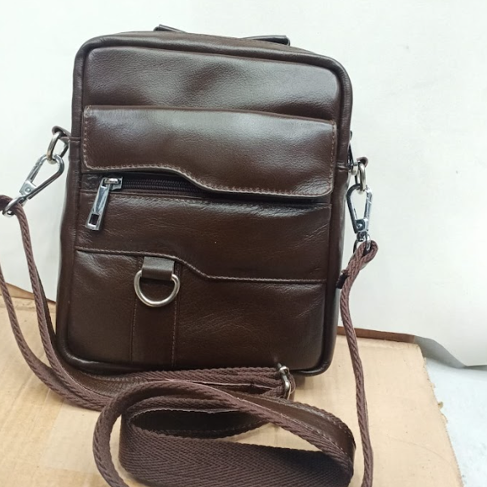 Leather Side Bag - Chocolate- BL-15