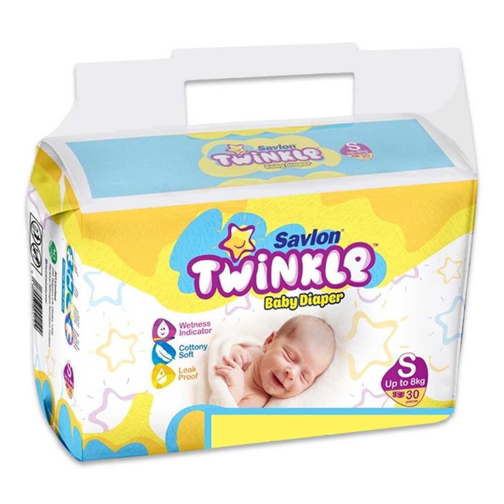 Savlon Twinkle Baby Belt Diaper - Small - Upto 8kg - 30 Pcs - HP01