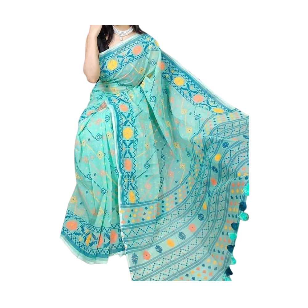 Half Silk Screen Print Saree For Woman - Multicolor