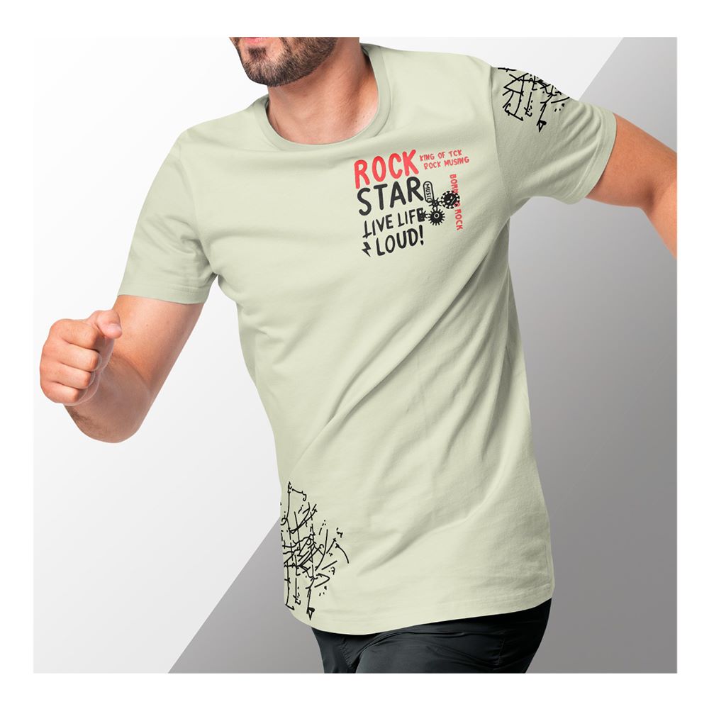 Cotton Half Sleeve Casual T-Shirt For Men - Light Olive - FS22