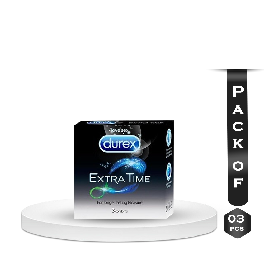 Pack of 3 Pieces Durex Extra Time Condoms - 3Pcs Pack