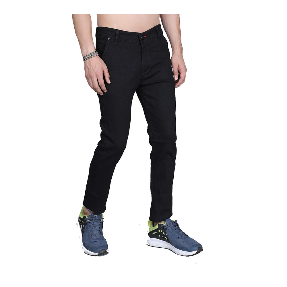 Cotton Semi Stretch Denim Jeans Pant For Men - Deep Black - NZ-13071