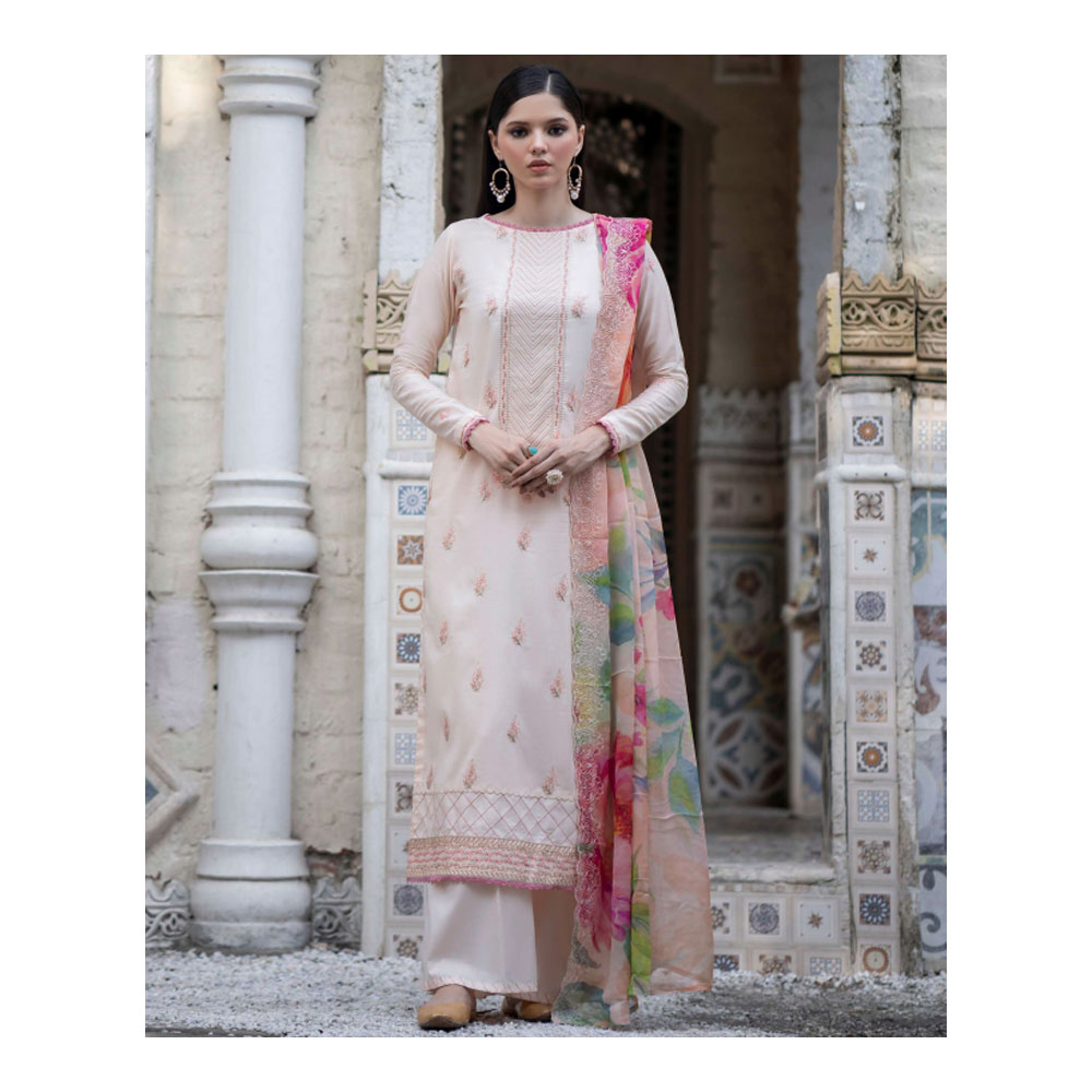 Embroidered Salwar Kameez  for Women - Off White - HP-3PP-303 (1 Pc Ring Free)