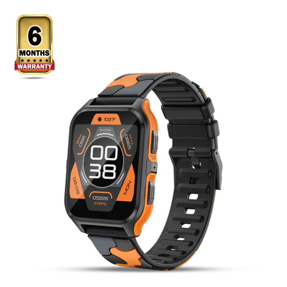 Colmi P73 Silicone Strap Smartwatch - Black Orange Camouflage