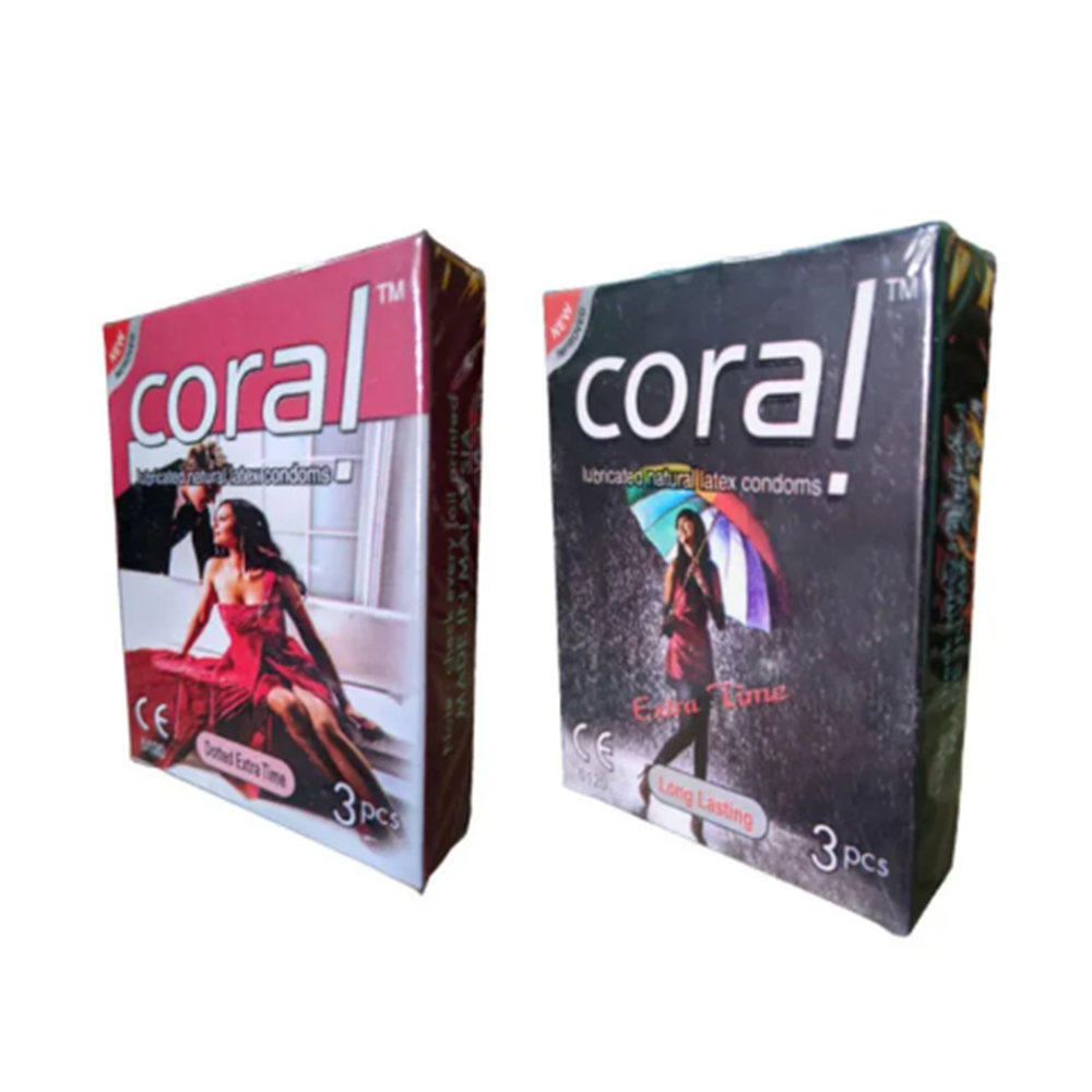 Pack of 2 Coral Dotted Extra Time & Long-Lasting Condom - 6pcs