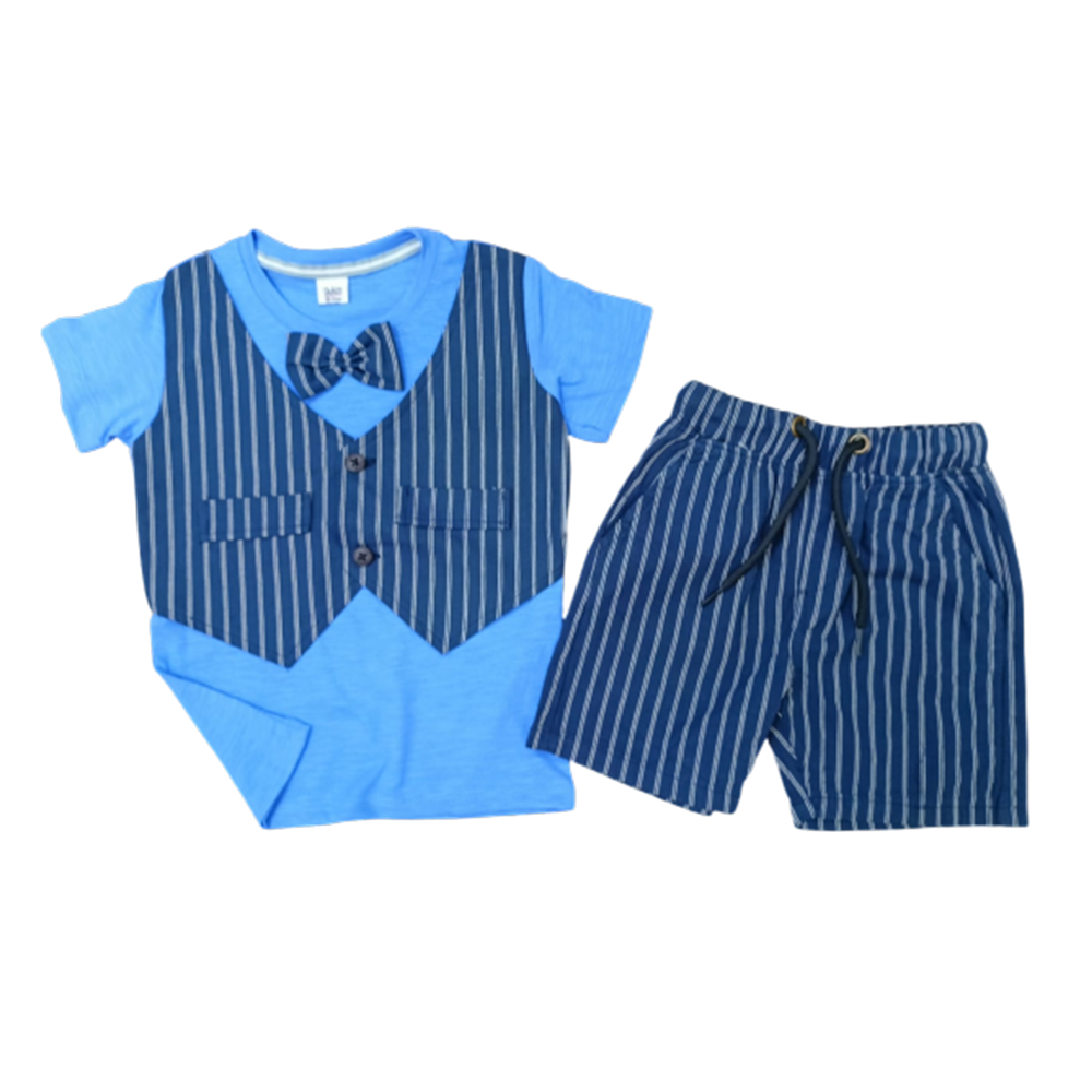 Cotton Formal Koti Set For Baby Boys - Blue - HP-01-BFKS