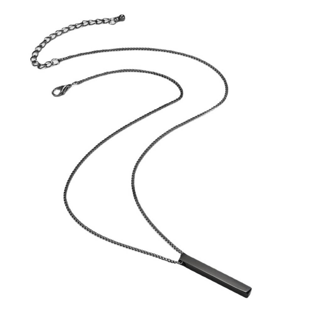 Steel Vertical Bar Pendant Necklaces For Men - Black