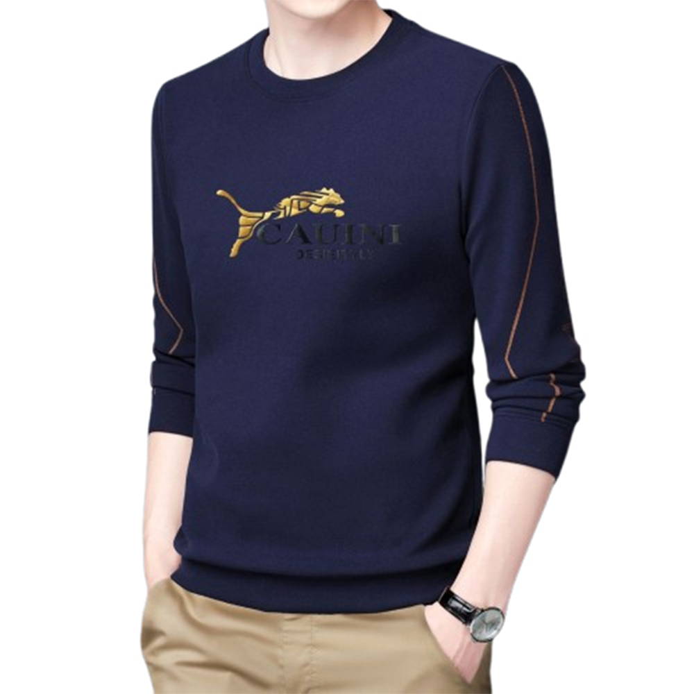 PP Jersey Full Sleeve Winter T-Shirt for Men - Navy Blue - PF-40