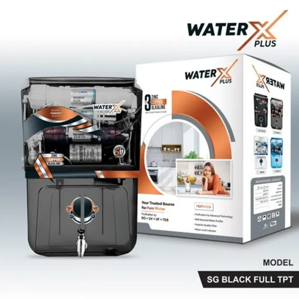 Aqua Star X Series RO+UV+UF+Zinc+Copper+Alkaline 7 Stage Water Purifier - 12 Liter - Black