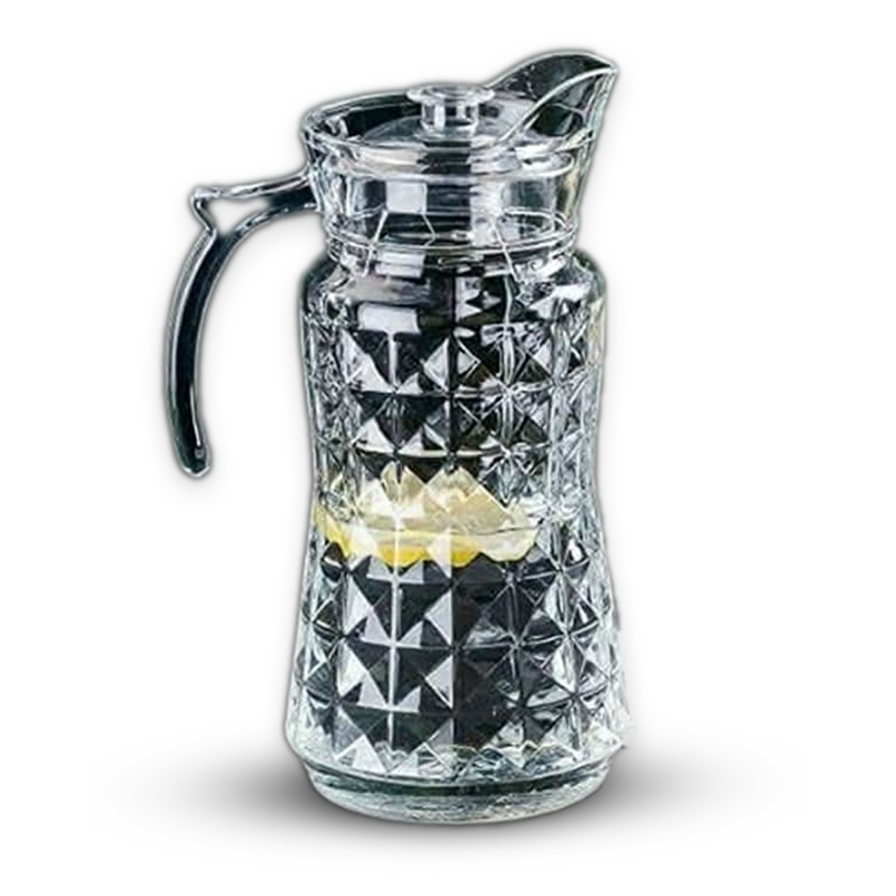 Bold and Wide Crystal Glass Water Jug - 1.8 Liter - Transparent