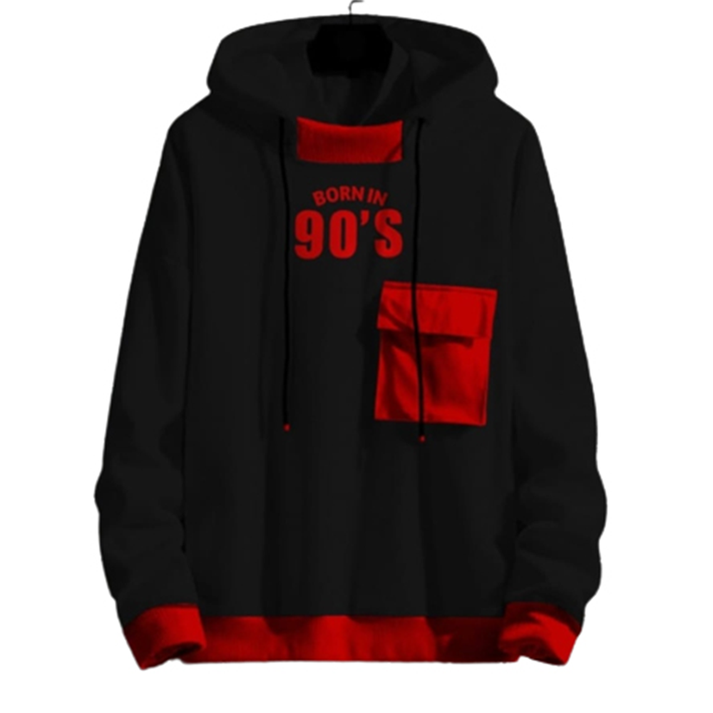 Cotton Hoodie For Men - Red and Black - H-281