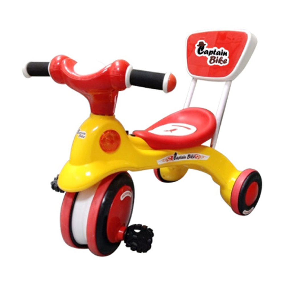 Captain Bike Music and Back Support Tricycle - Red and Yellow