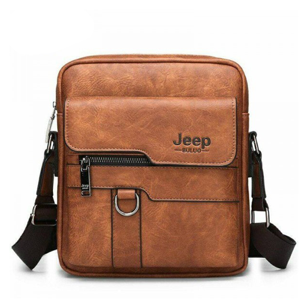 Jeep Leather Side Bag for Men - Brown