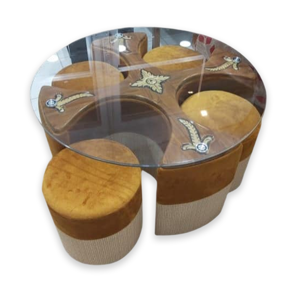 Shegun Wood Coffee Table With 8 mm Glass - Multicolor 