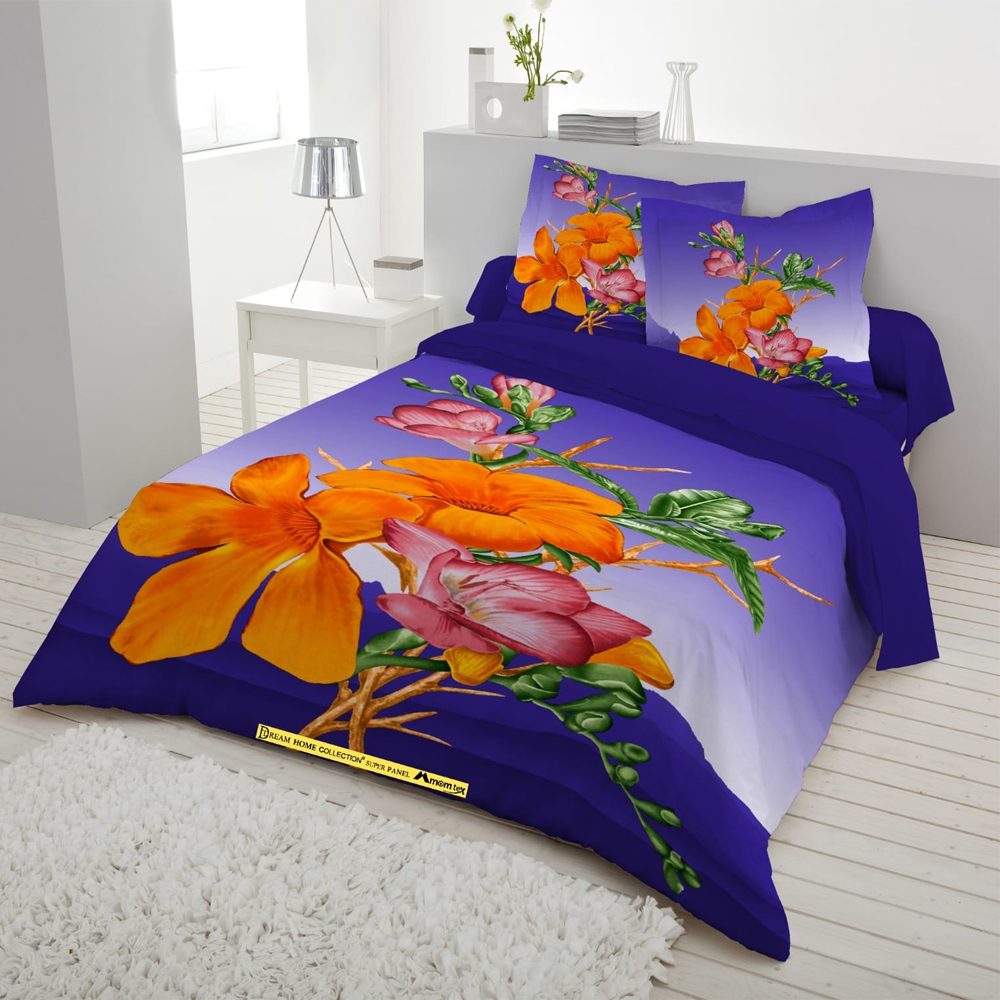 Panel Cotton King Size Bedsheet With Pillow Cover - Multicolor - 192403