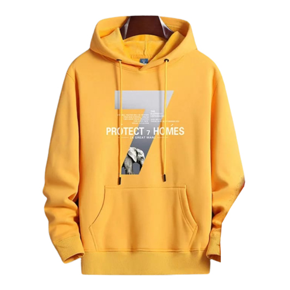 Cotton Hoodie For Men - Yellow - H-128