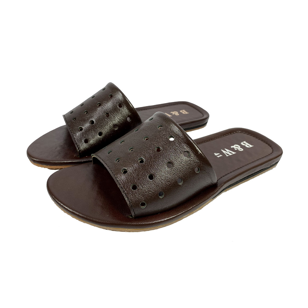 Black and White Leather Casual Sandal For Men - 31010212 - Chocolate