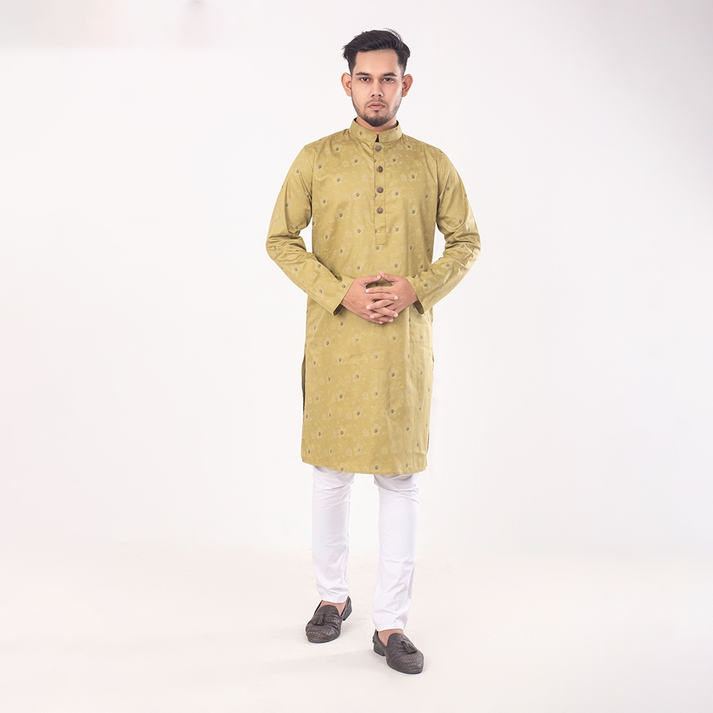 Cotton Print Panjabi For Men - Brown - DP00206