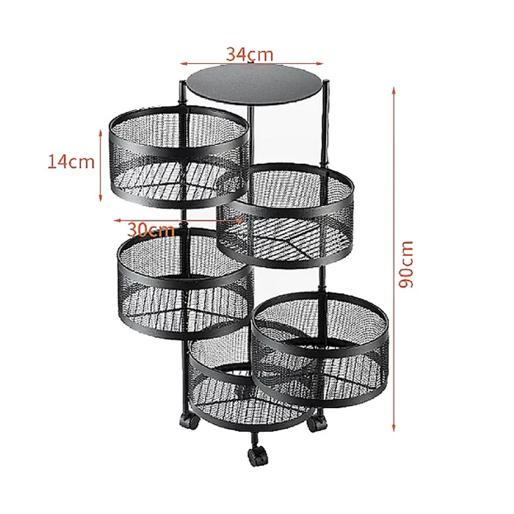 5 Layers Kitchen Rotating Shelf 360 Degree Baskets Fruit Vegetable