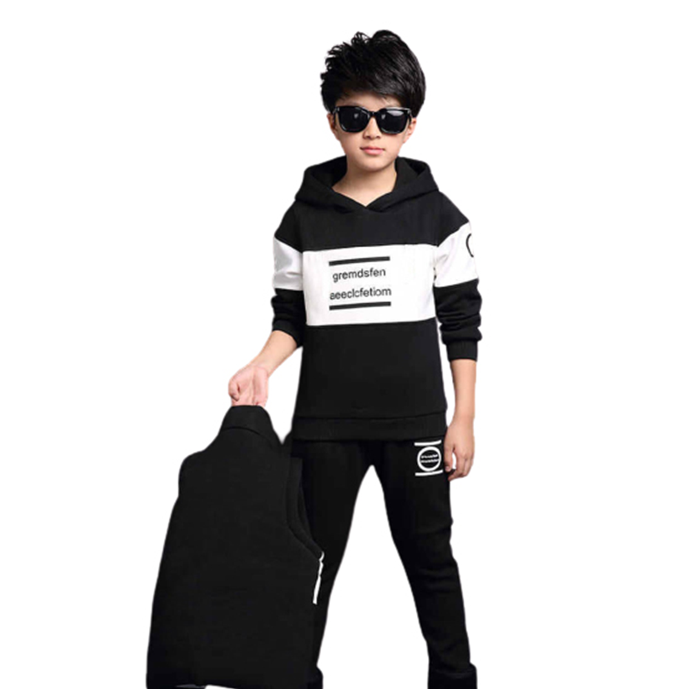 Cotton Winter Hoodie For Kids - White and Black - BH-05