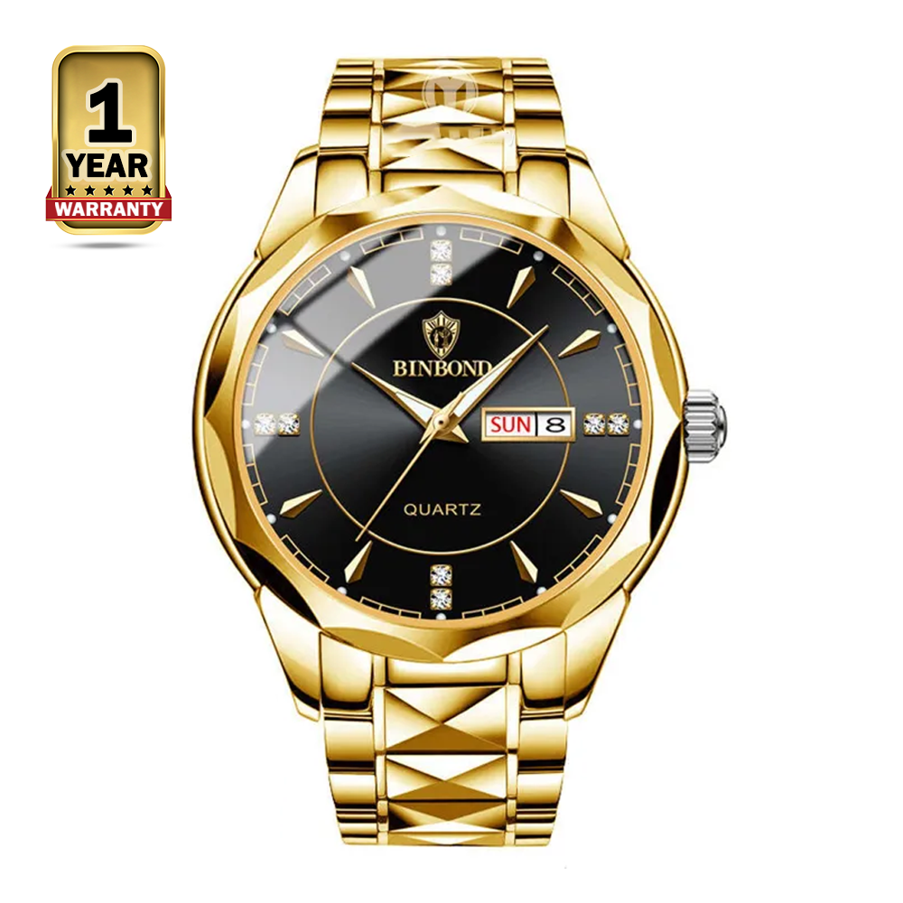 Binbond 5552 Stainless Steel Luminous Quartz Wrist Watch For Men