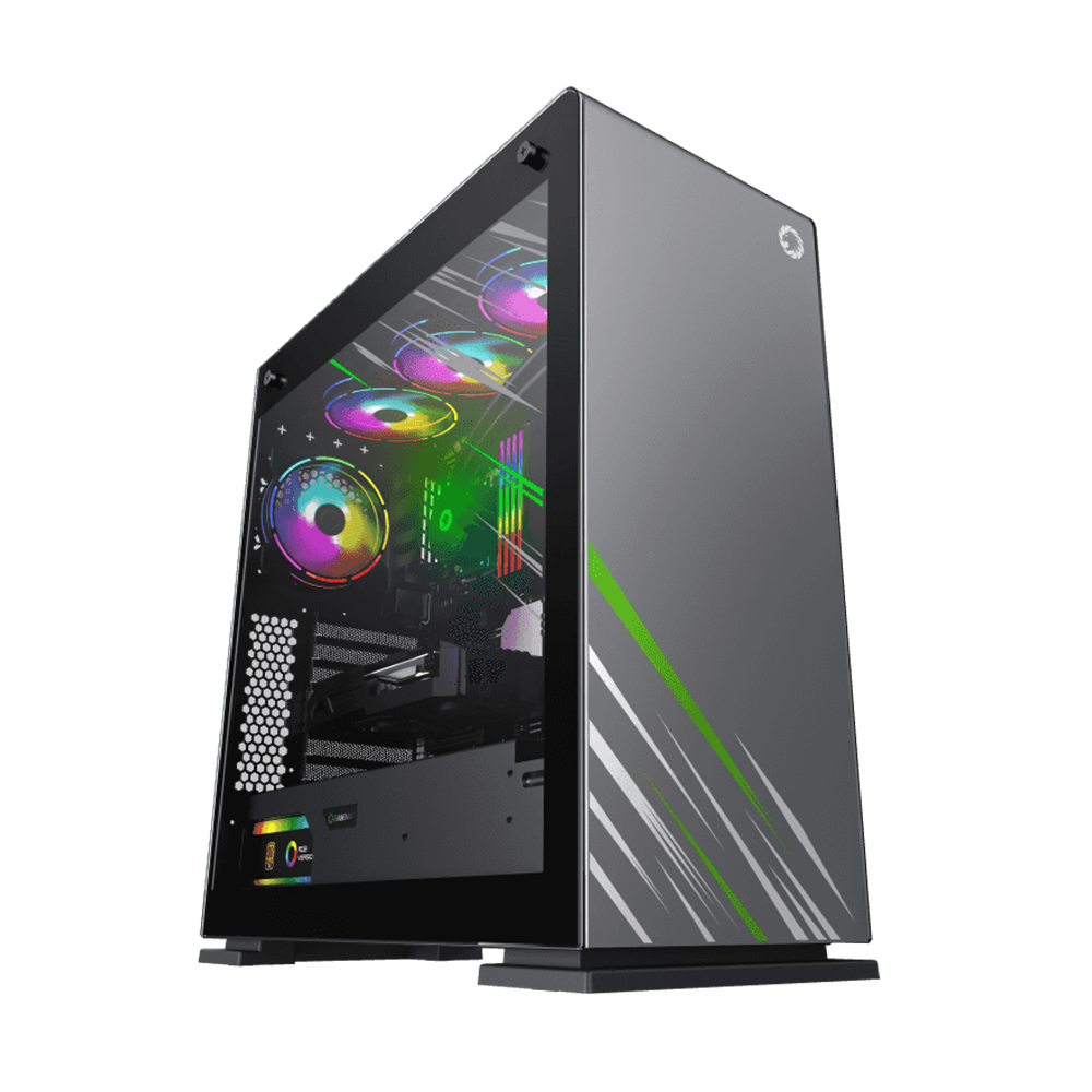 GameMax VEGA Pro M909 Full Tower Gamming Case With Side Tempeard Glass & 1 Pcs ARGB Fan - Gray