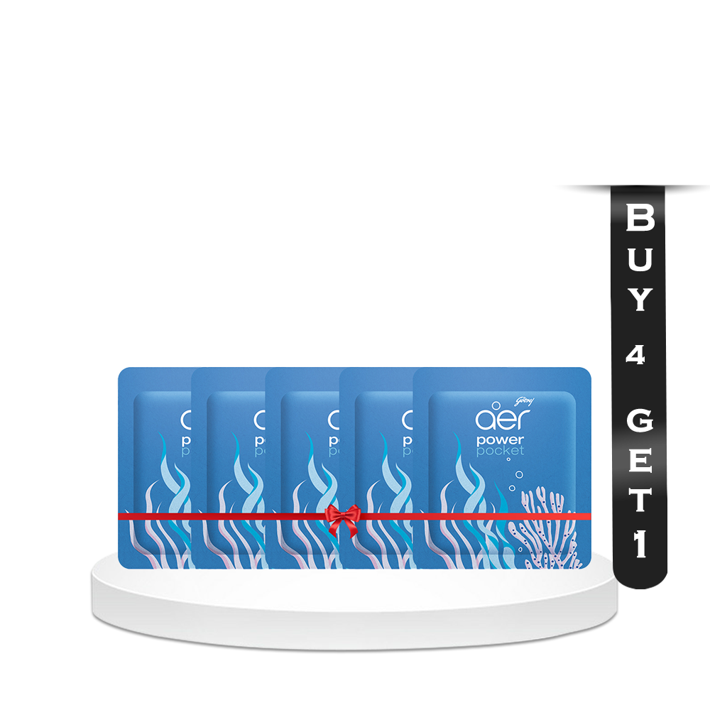 Buy 4 Godrej Aer Power Pocket Sea Breeze Bathroom Fragrance Get 1 Free - 50gm