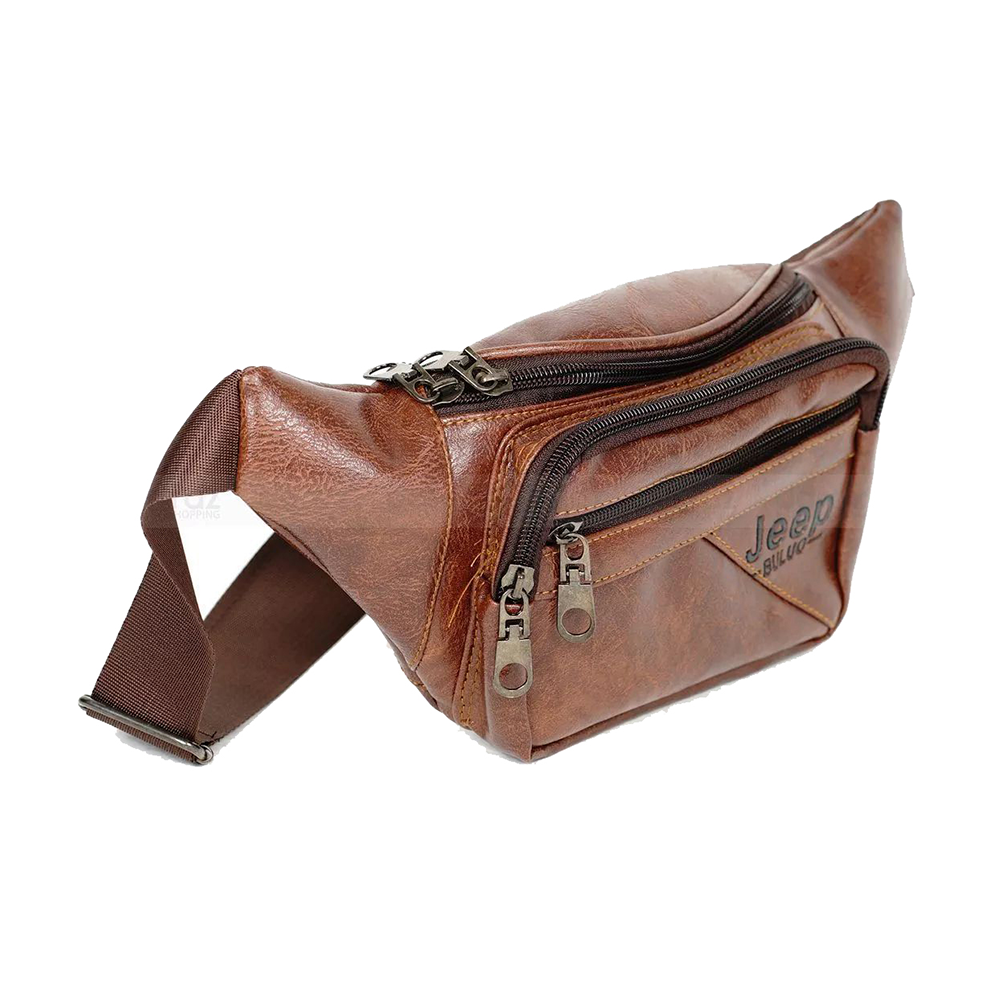 PU Leather Waist Bag For Men - Brown - MS BAG 43