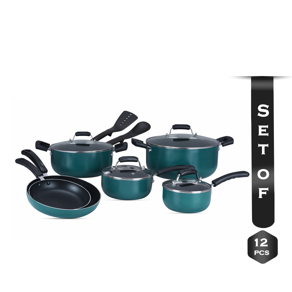 Gazi PRC-12C Non-Stick Cookware Set -12 pcs - Green