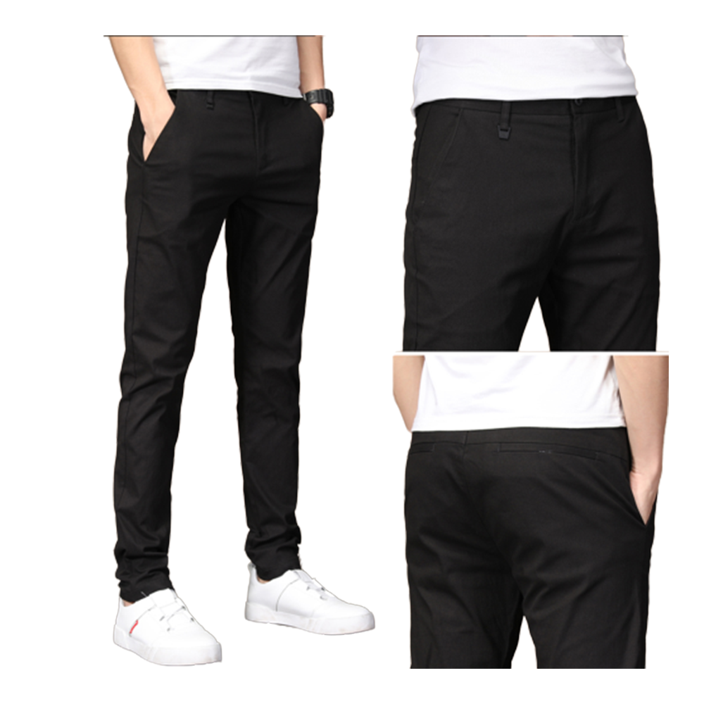 Cotton Chinos Gabardine Pant For Men - Deep Black - NZ-3178