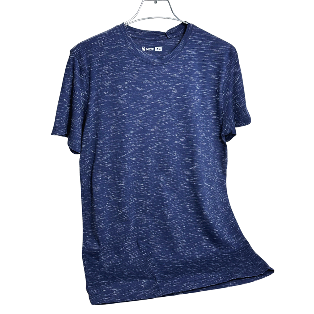 Cotton Short Sleeve T-Shirt for Men - Navy Blue - NEX-DHA-01