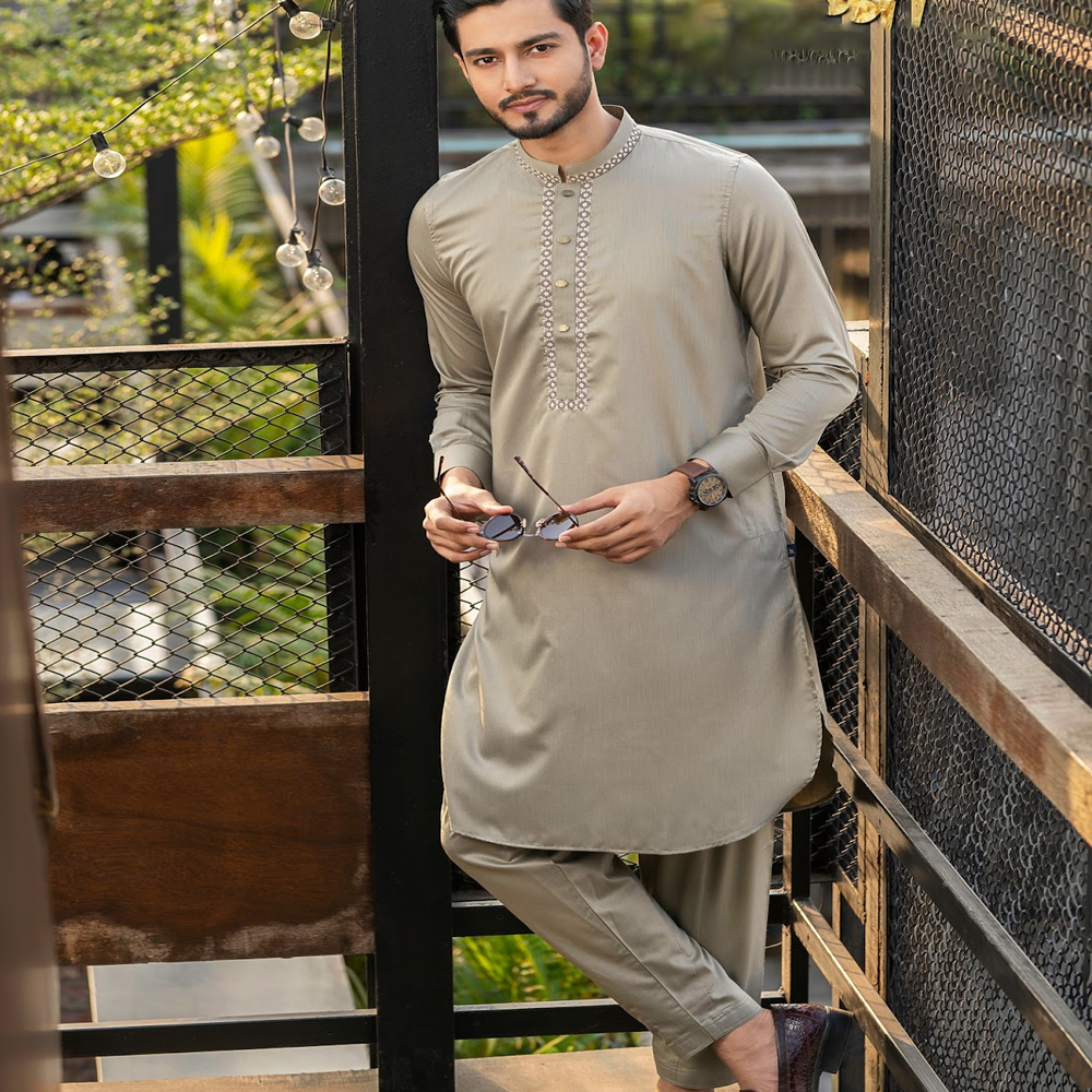 Fine Cotton Kabli Set For Men - Silver - kb03