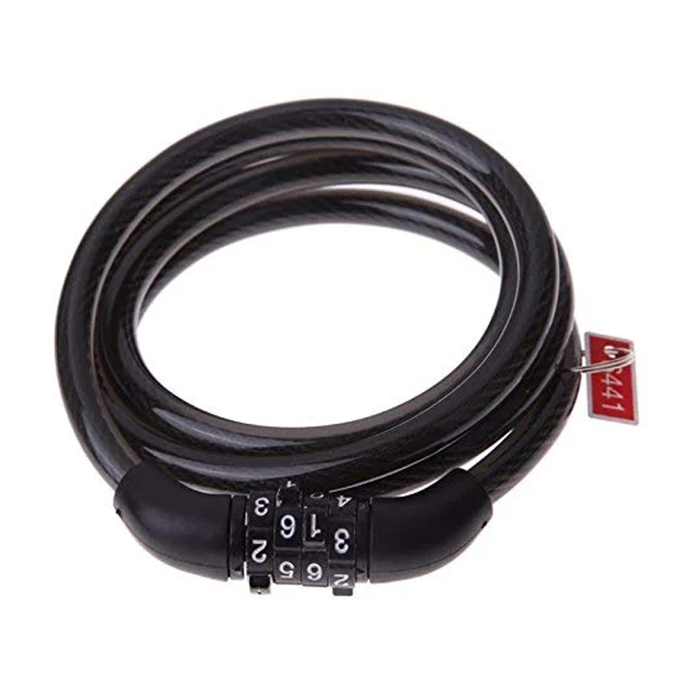 Helmet Cable Lock With Four Digit Unique Password - Black